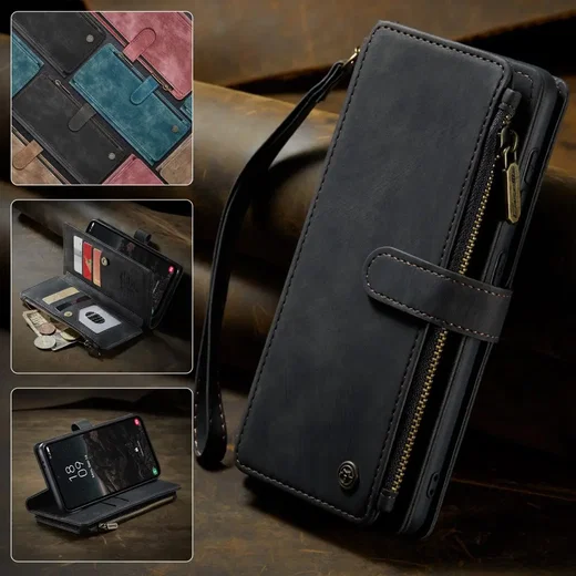 CaseMe C30 Samsung Galaxy S25 Hoesje Pasjeshouder Book Case Zwart afbeelding 9