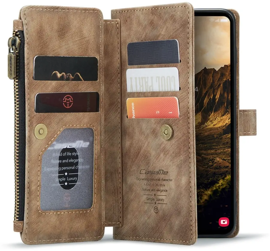 CaseMe C30 Samsung Galaxy S25 Hoesje Pasjeshouder Book Case Bruin afbeelding 1
