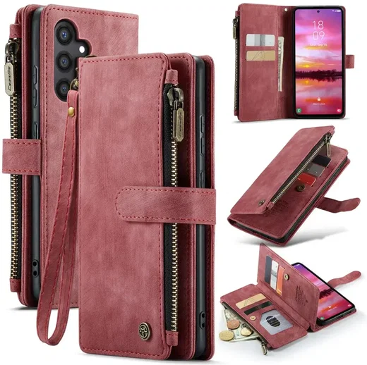 CaseMe C30 Samsung Galaxy S25 Hoesje Pasjeshouder Book Case Rood afbeelding 11