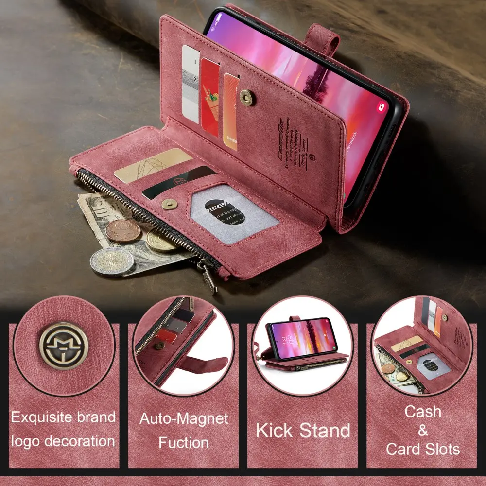 CaseMe C30 Samsung Galaxy S25 Hoesje Pasjeshouder Book Case Rood afbeelding 8