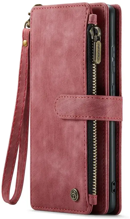 CaseMe C30 Samsung Galaxy S25 Hoesje Pasjeshouder Book Case Rood afbeelding 2