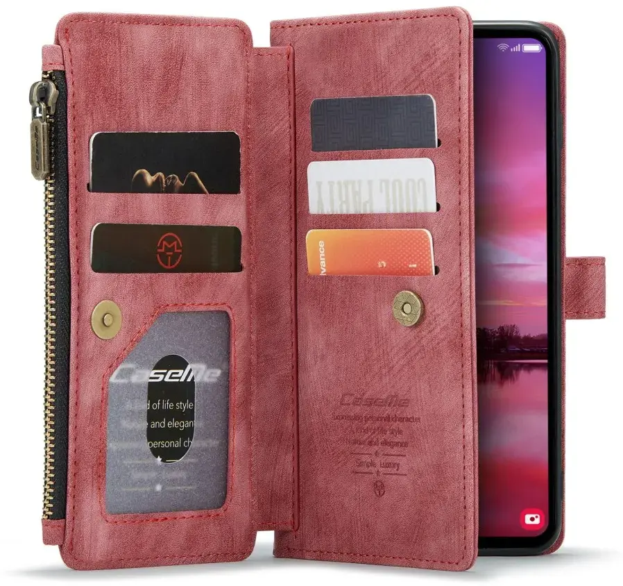 CaseMe C30 Samsung Galaxy S25 Hoesje Pasjeshouder Book Case Rood afbeelding 1