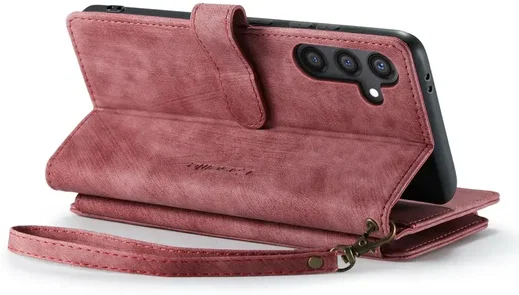 CaseMe C30 Samsung Galaxy S25 Hoesje Pasjeshouder Book Case Rood afbeelding 12