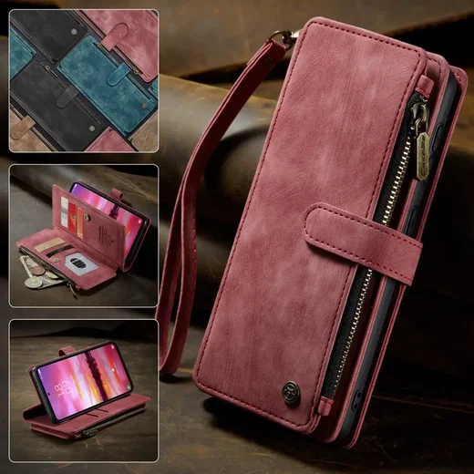 CaseMe C30 Samsung Galaxy S25 Hoesje Pasjeshouder Book Case Rood afbeelding 9
