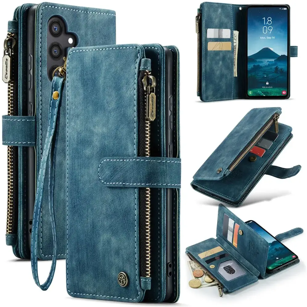 CaseMe C30 Samsung Galaxy S25 Hoesje Pasjeshouder Book Case Blauw afbeelding 11