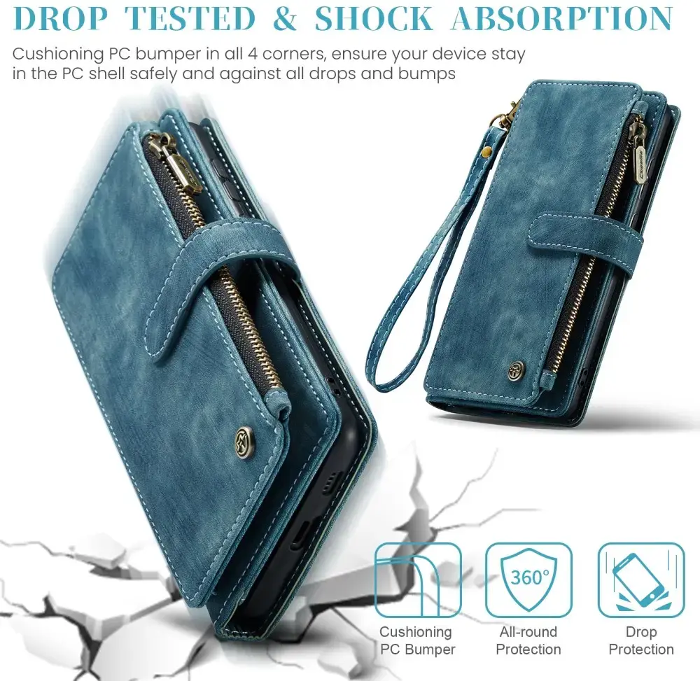 CaseMe C30 Samsung Galaxy S25 Hoesje Pasjeshouder Book Case Blauw afbeelding 4