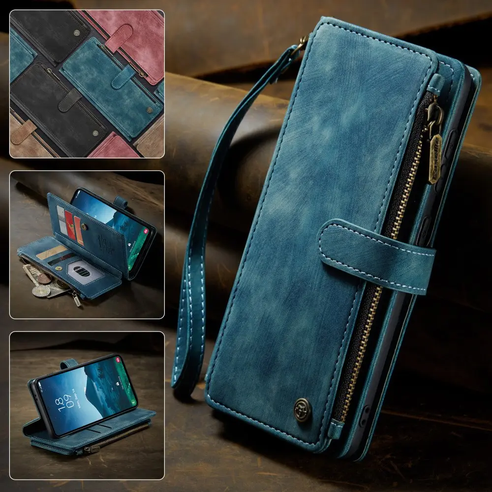 CaseMe C30 Samsung Galaxy S25 Hoesje Pasjeshouder Book Case Blauw afbeelding 9