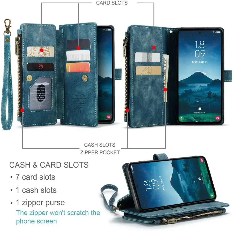 CaseMe C30 Samsung Galaxy S25 Hoesje Pasjeshouder Book Case Blauw afbeelding 3