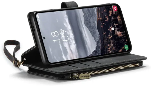 CaseMe C30 Samsung Galaxy S25 Plus Hoesje Pasjeshouder Book Case Zwart afbeelding 12