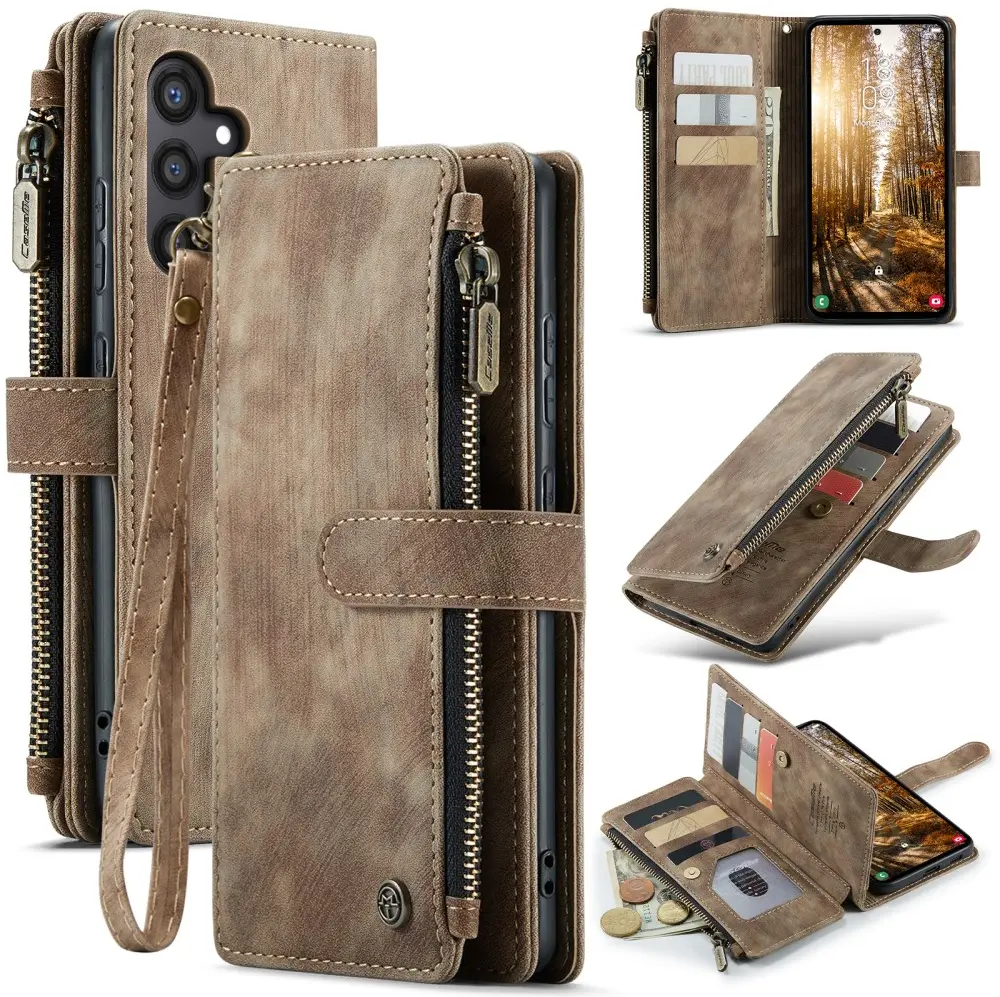 CaseMe C30 Samsung Galaxy S25 Plus Hoesje Pasjeshouder Book Case Bruin afbeelding 1