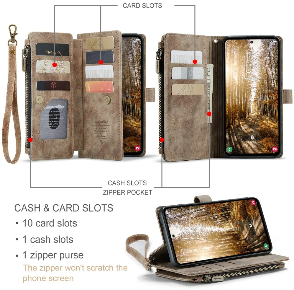 CaseMe C30 Samsung Galaxy S25 Plus Hoesje Pasjeshouder Book Case Bruin afbeelding 3