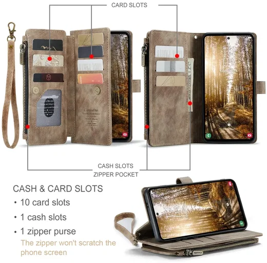 CaseMe C30 Samsung Galaxy S25 Plus Hoesje Pasjeshouder Book Case Bruin afbeelding 3