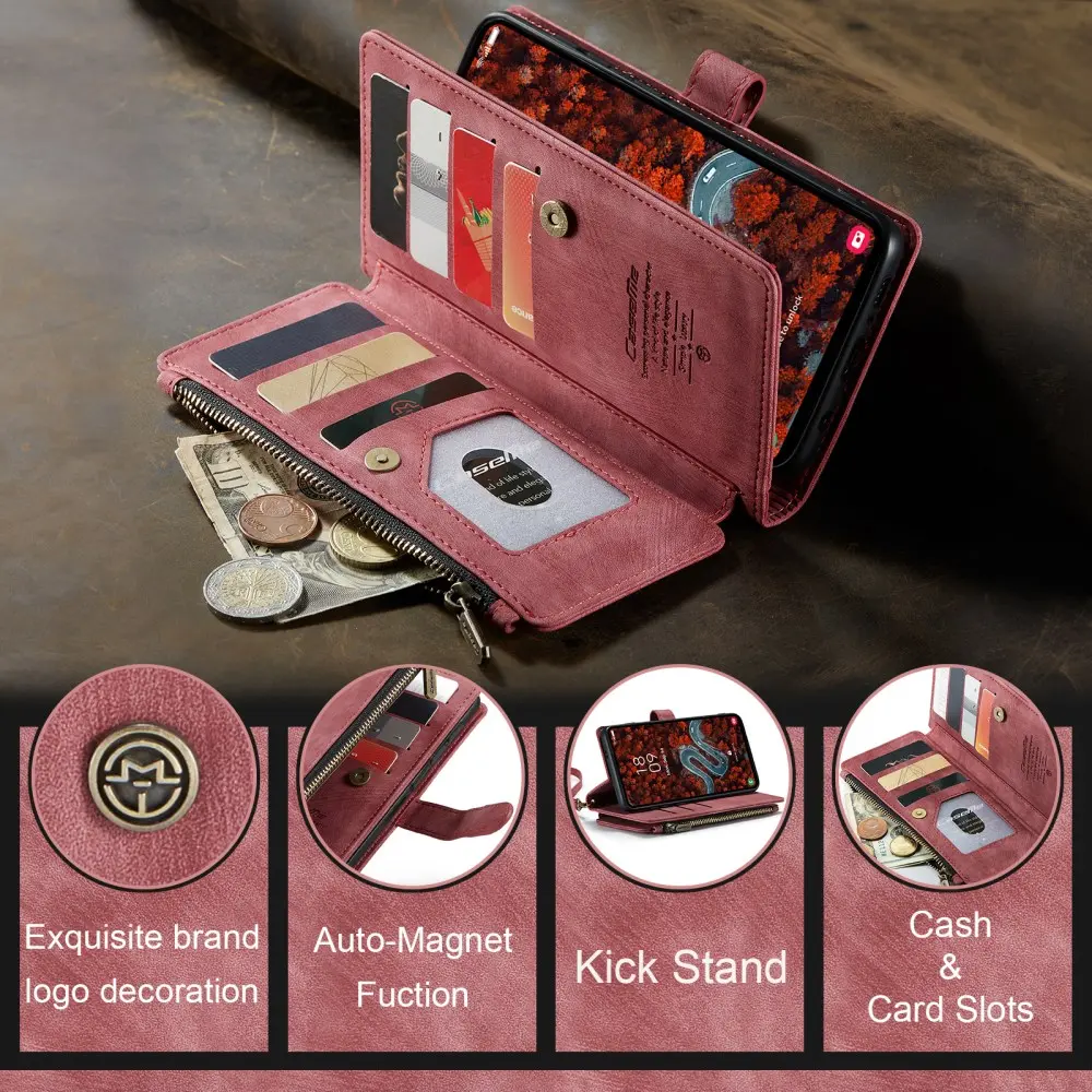 CaseMe C30 Samsung Galaxy S25 Plus Hoesje Pasjeshouder Book Case Rood afbeelding 8