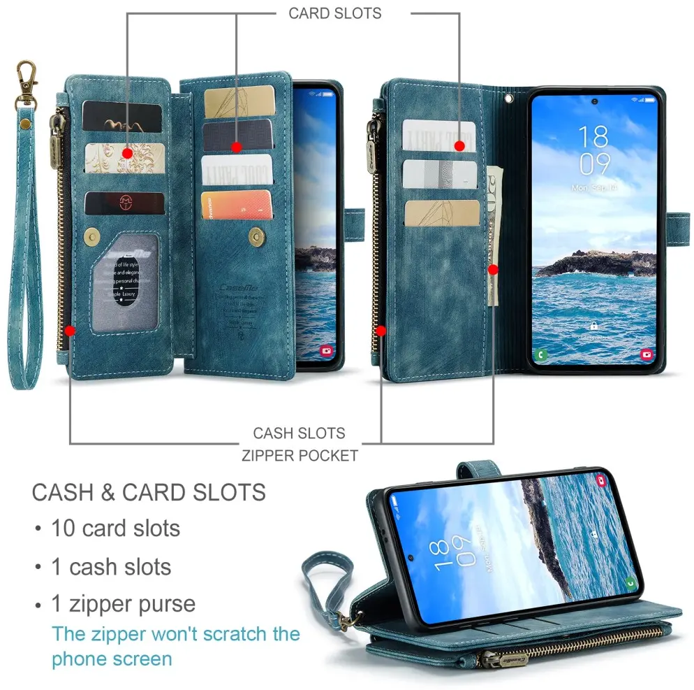 CaseMe C30 Samsung Galaxy S25 Plus Hoesje Pasjeshouder Book Case Blauw afbeelding 3