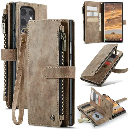 CaseMe C30 Samsung Galaxy S25 Ultra Hoesje Pasjeshouder Book Case Bruin afbeelding 11