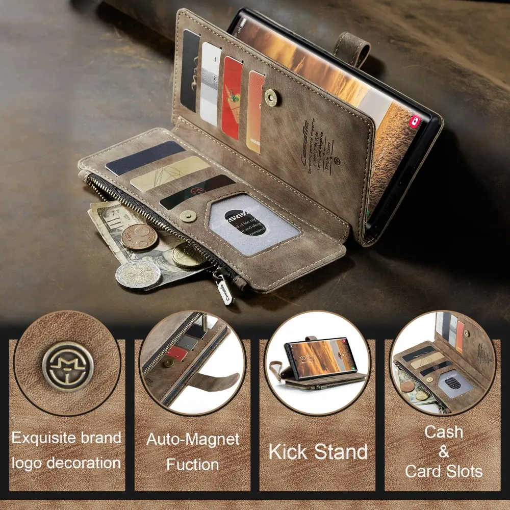 CaseMe C30 Samsung Galaxy S25 Ultra Hoesje Pasjeshouder Book Case Bruin afbeelding 8
