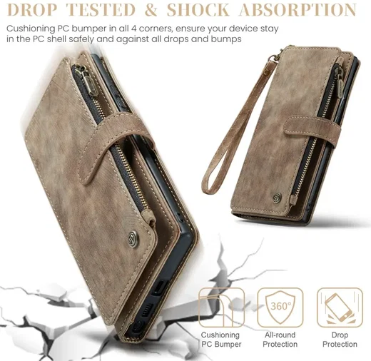 CaseMe C30 Samsung Galaxy S25 Ultra Hoesje Pasjeshouder Book Case Bruin afbeelding 4