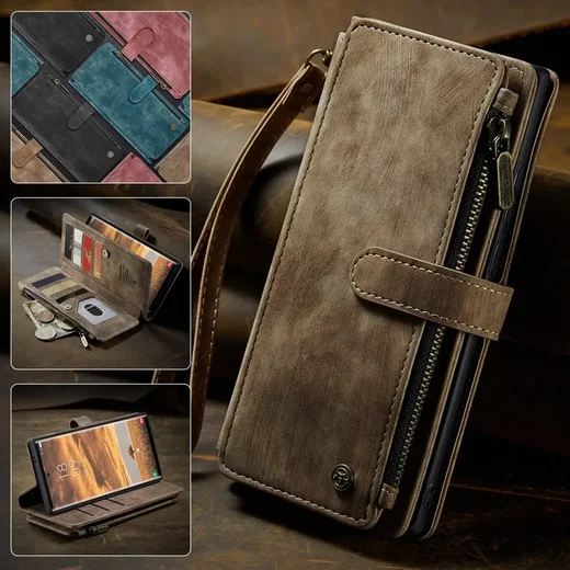 CaseMe C30 Samsung Galaxy S25 Ultra Hoesje Pasjeshouder Book Case Bruin afbeelding 9