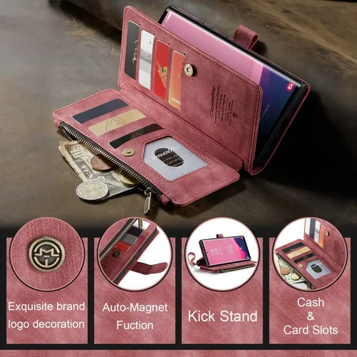 CaseMe C30 Samsung Galaxy S25 Ultra Hoesje Pasjeshouder Book Case Rood afbeelding 8