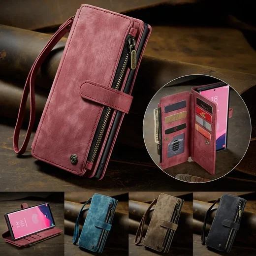 CaseMe C30 Samsung Galaxy S25 Ultra Hoesje Pasjeshouder Book Case Rood afbeelding 10