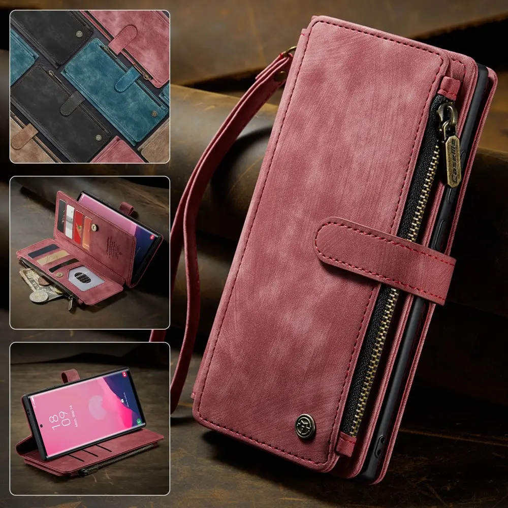 CaseMe C30 Samsung Galaxy S25 Ultra Hoesje Pasjeshouder Book Case Rood afbeelding 9