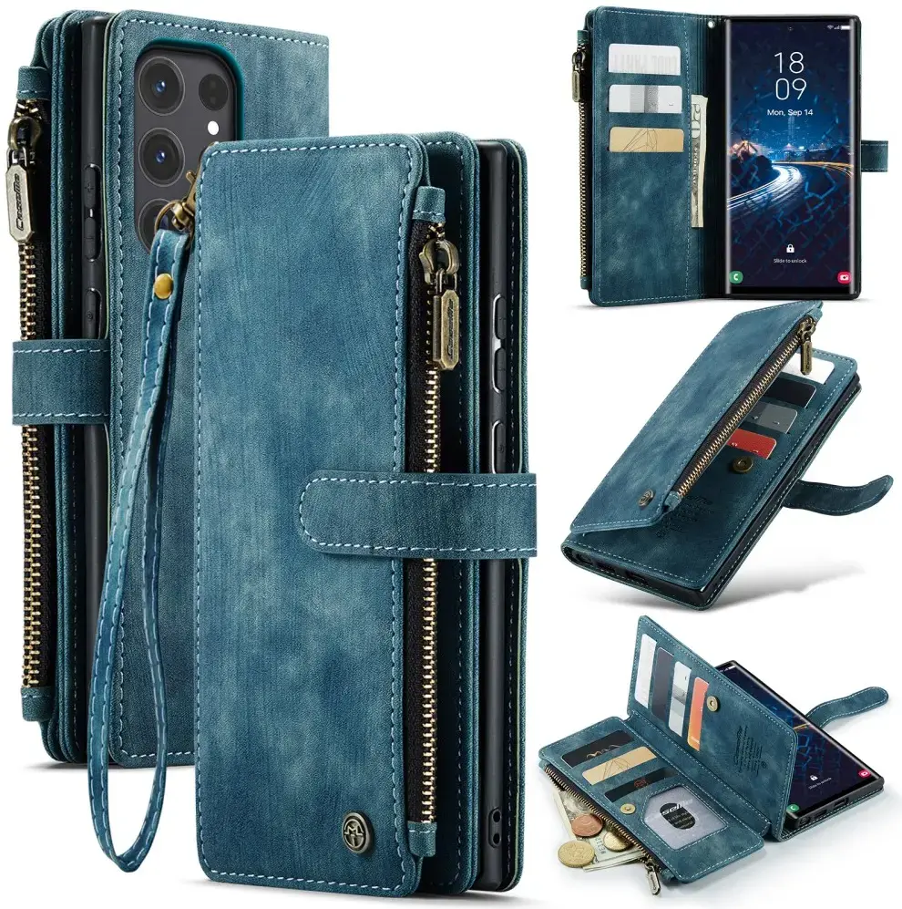 CaseMe C30 Samsung Galaxy S25 Ultra Hoesje Pasjeshouder Book Case Blauw afbeelding 11