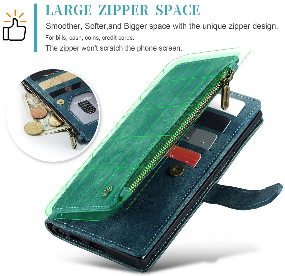 CaseMe C30 Samsung Galaxy S25 Ultra Hoesje Pasjeshouder Book Case Blauw afbeelding 5