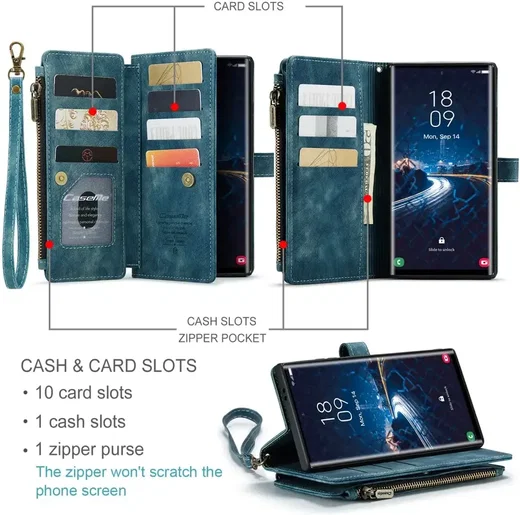 CaseMe C30 Samsung Galaxy S25 Ultra Hoesje Pasjeshouder Book Case Blauw afbeelding 3