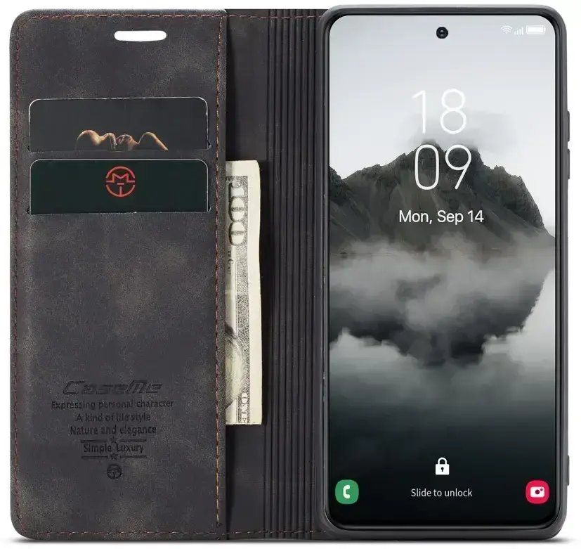 CaseMe 013 Samsung Galaxy S25 Hoesje Book Case met Standaard Zwart afbeelding 1