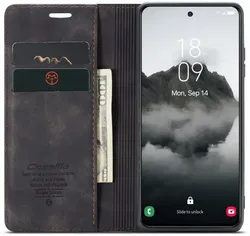 CaseMe 013 Samsung Galaxy S25 Hoesje Book Case met Standaard Zwart afbeelding