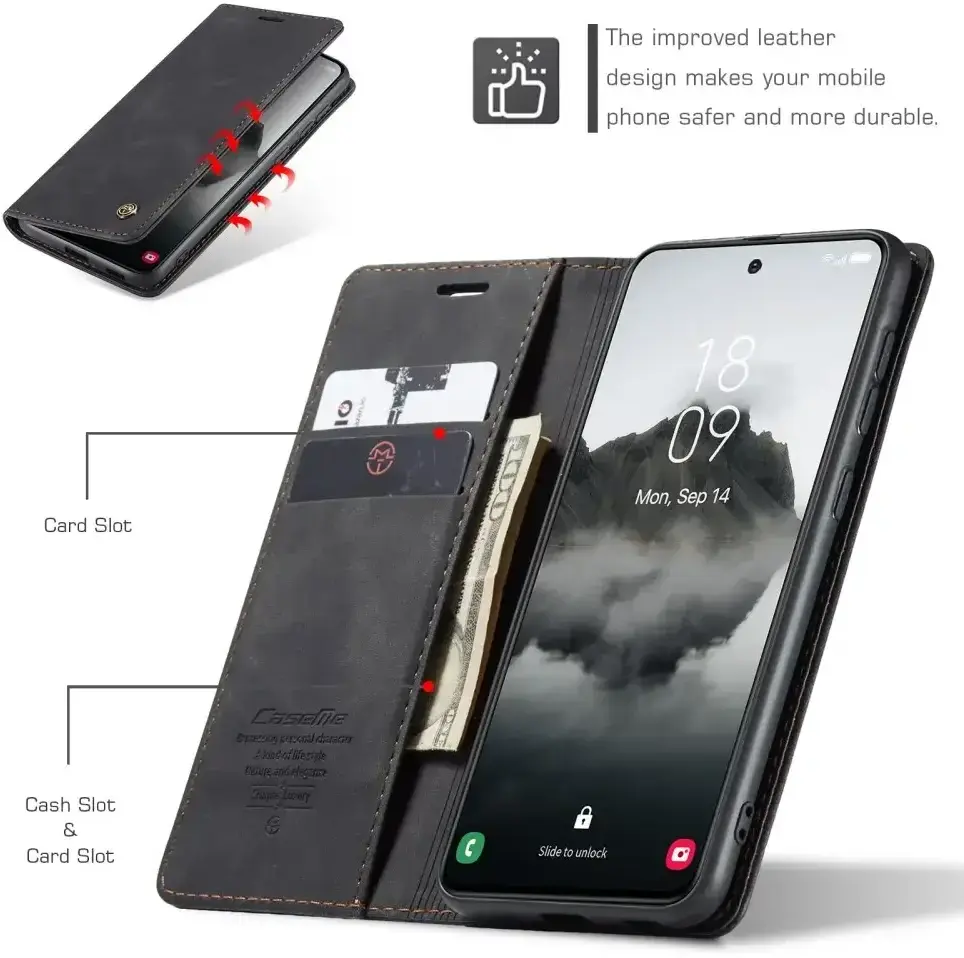 CaseMe 013 Samsung Galaxy S25 Hoesje Book Case met Standaard Zwart afbeelding 10