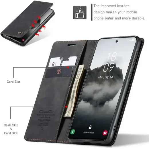 CaseMe 013 Samsung Galaxy S25 Hoesje Book Case met Standaard Zwart afbeelding 10