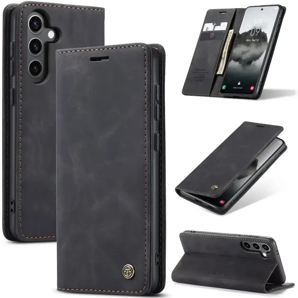 CaseMe 013 Samsung Galaxy S25 Hoesje Book Case met Standaard Zwart afbeelding 2