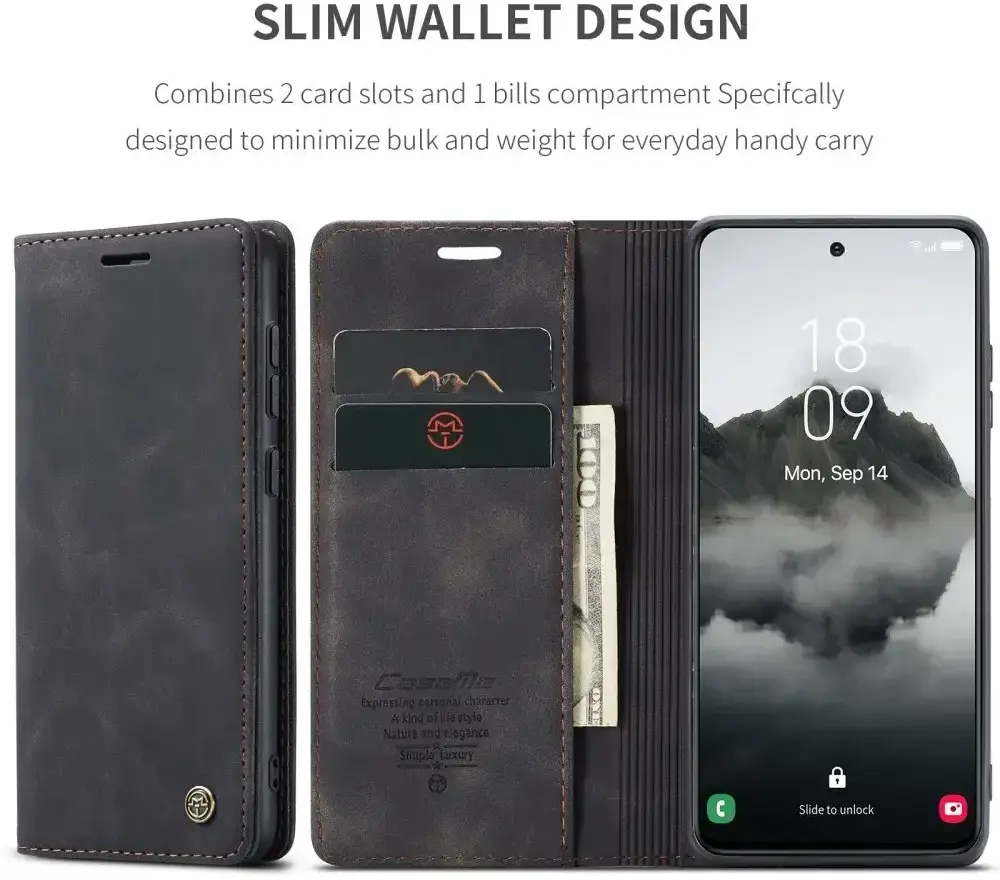 CaseMe 013 Samsung Galaxy S25 Hoesje Book Case met Standaard Zwart afbeelding 6