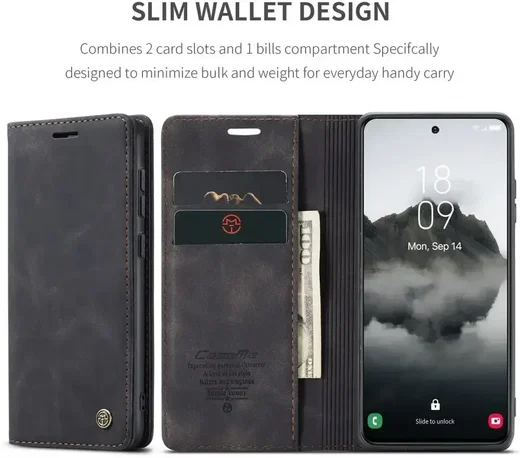 CaseMe 013 Samsung Galaxy S25 Hoesje Book Case met Standaard Zwart afbeelding 6
