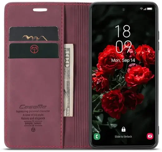 CaseMe 013 Samsung Galaxy S25 Hoesje Book Case met Standaard Rood afbeelding 1