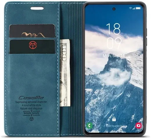 CaseMe 013 Samsung Galaxy S25 Hoesje Book Case met Standaard Blauw afbeelding 1