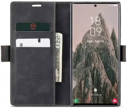 CaseMe 013 Samsung Galaxy S25 Ultra Hoesje Book Case met Standaard Zwart afbeelding 1