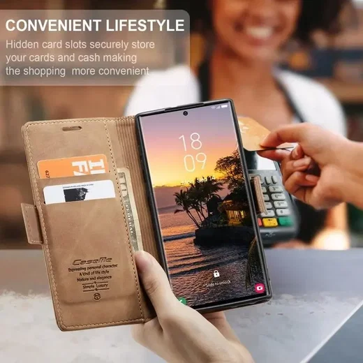 CaseMe 013 Samsung Galaxy S25 Ultra Hoesje Book Case met Standaard Bruin afbeelding 10