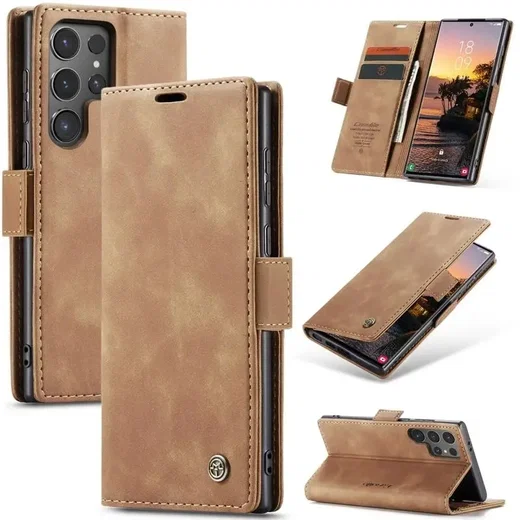 CaseMe 013 Samsung Galaxy S25 Ultra Hoesje Book Case met Standaard Bruin afbeelding 2