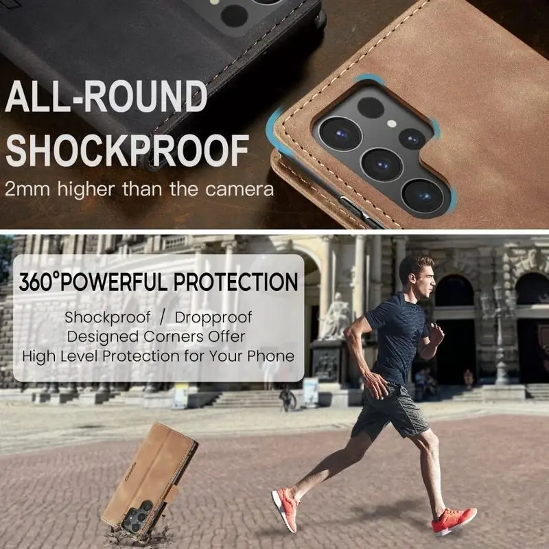 CaseMe 013 Samsung Galaxy S25 Ultra Hoesje Book Case met Standaard Bruin afbeelding 4