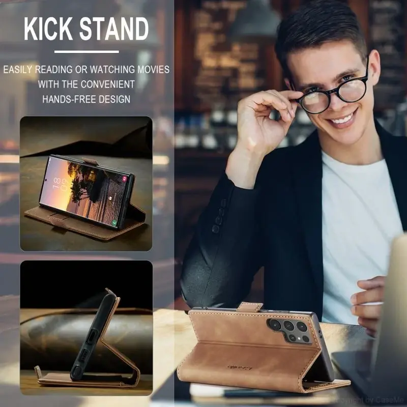 CaseMe 013 Samsung Galaxy S25 Ultra Hoesje Book Case met Standaard Bruin afbeelding 5