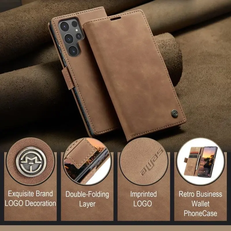 CaseMe 013 Samsung Galaxy S25 Ultra Hoesje Book Case met Standaard Bruin afbeelding 8