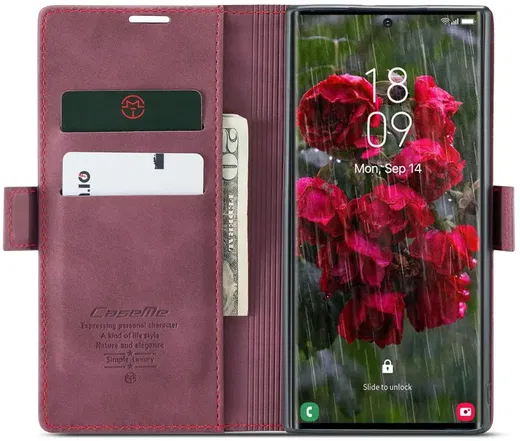 CaseMe 013 Samsung Galaxy S25 Ultra Hoesje Book Case met Standaard Rood afbeelding 1