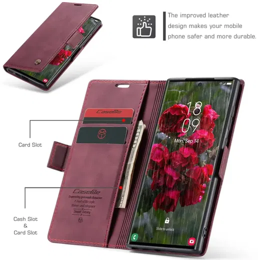 CaseMe 013 Samsung Galaxy S25 Ultra Hoesje Book Case met Standaard Rood afbeelding 10