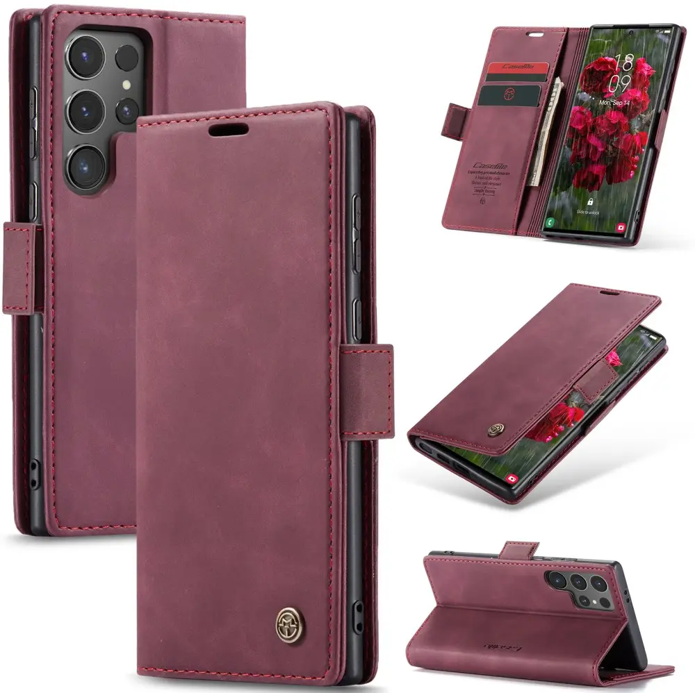 CaseMe 013 Samsung Galaxy S25 Ultra Hoesje Book Case met Standaard Rood afbeelding 2