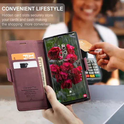 CaseMe 013 Samsung Galaxy S25 Ultra Hoesje Book Case met Standaard Rood afbeelding 3