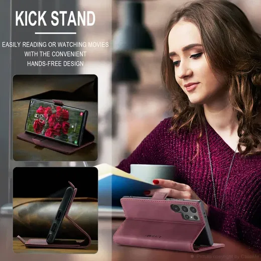 CaseMe 013 Samsung Galaxy S25 Ultra Hoesje Book Case met Standaard Rood afbeelding 5