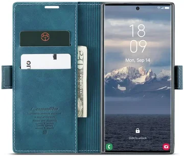 CaseMe 013 Samsung Galaxy S25 Ultra Hoesje Book Case met Standaard Blauw