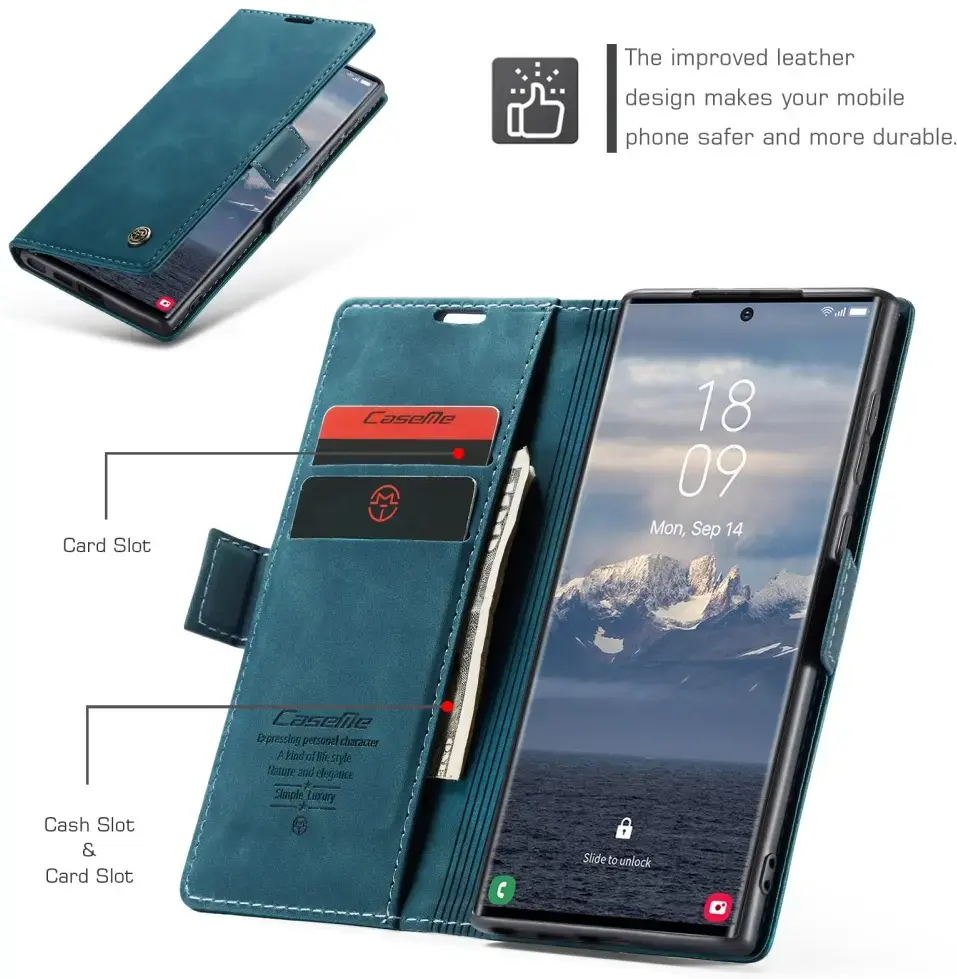 CaseMe 013 Samsung Galaxy S25 Ultra Hoesje Book Case met Standaard Blauw afbeelding 10